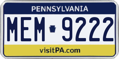 PA license plate MEM9222