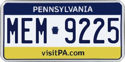 PA license plate MEM9225