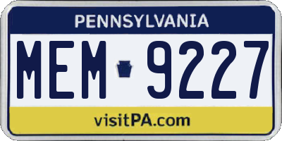 PA license plate MEM9227