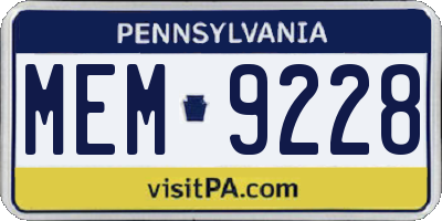 PA license plate MEM9228