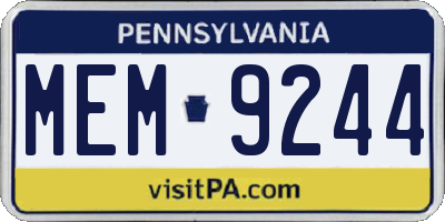 PA license plate MEM9244