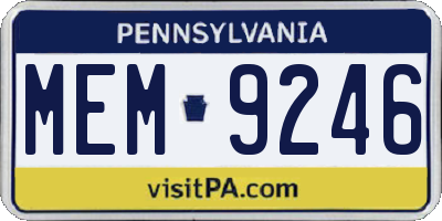 PA license plate MEM9246