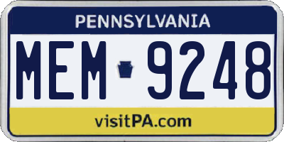 PA license plate MEM9248