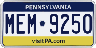 PA license plate MEM9250
