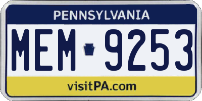 PA license plate MEM9253