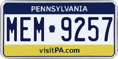 PA license plate MEM9257