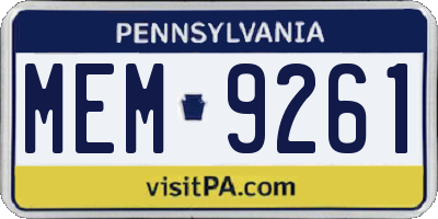 PA license plate MEM9261