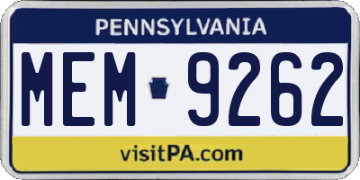 PA license plate MEM9262