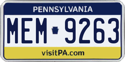 PA license plate MEM9263