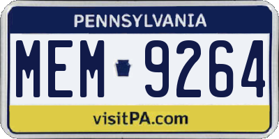PA license plate MEM9264