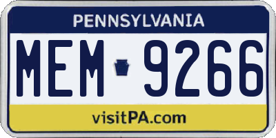 PA license plate MEM9266