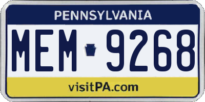 PA license plate MEM9268