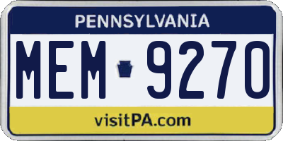 PA license plate MEM9270