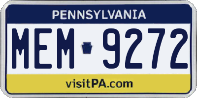 PA license plate MEM9272