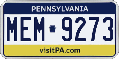 PA license plate MEM9273