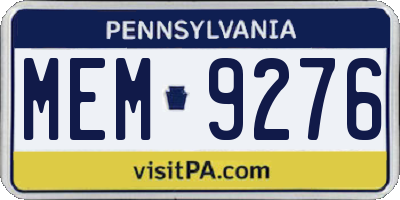 PA license plate MEM9276