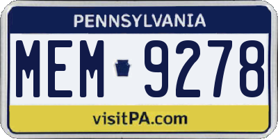 PA license plate MEM9278