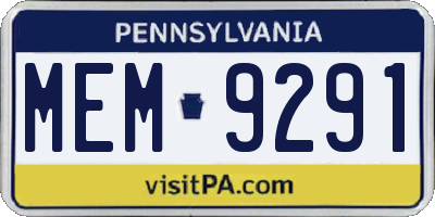 PA license plate MEM9291