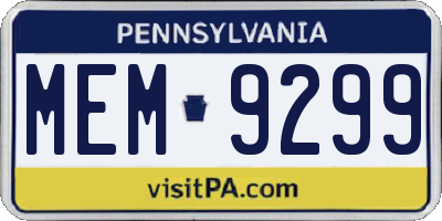 PA license plate MEM9299