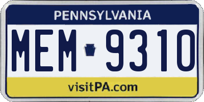 PA license plate MEM9310