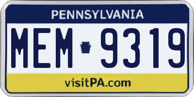 PA license plate MEM9319