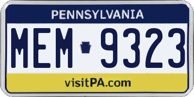 PA license plate MEM9323
