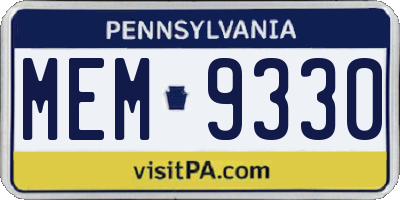 PA license plate MEM9330