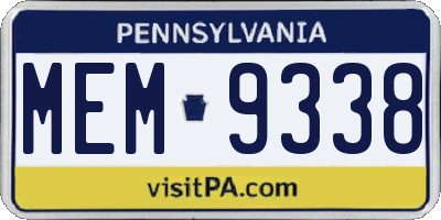 PA license plate MEM9338