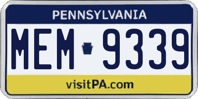 PA license plate MEM9339