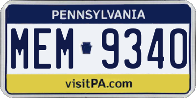 PA license plate MEM9340