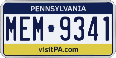 PA license plate MEM9341