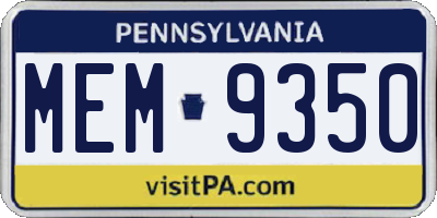 PA license plate MEM9350