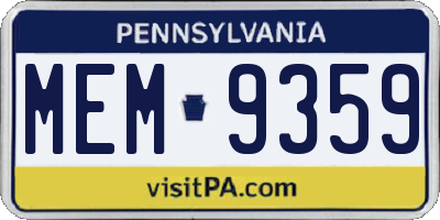 PA license plate MEM9359