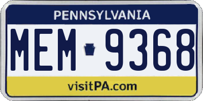 PA license plate MEM9368