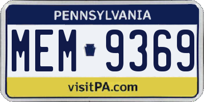 PA license plate MEM9369