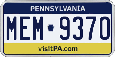 PA license plate MEM9370