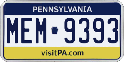 PA license plate MEM9393