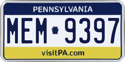 PA license plate MEM9397