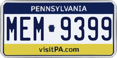 PA license plate MEM9399