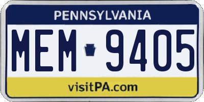 PA license plate MEM9405