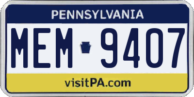 PA license plate MEM9407