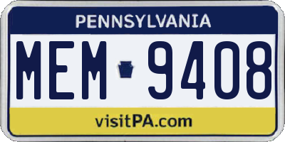 PA license plate MEM9408