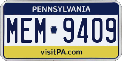 PA license plate MEM9409