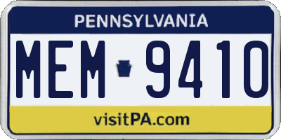 PA license plate MEM9410