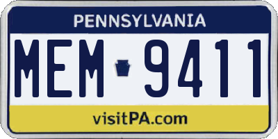 PA license plate MEM9411
