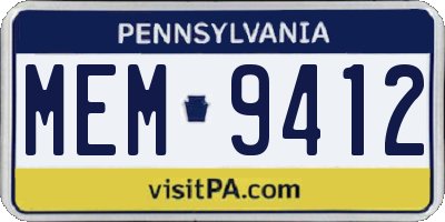 PA license plate MEM9412