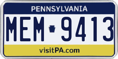PA license plate MEM9413