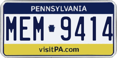 PA license plate MEM9414