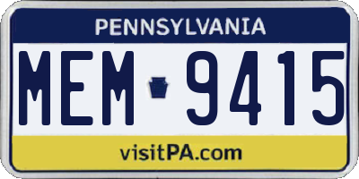 PA license plate MEM9415