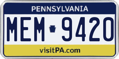 PA license plate MEM9420